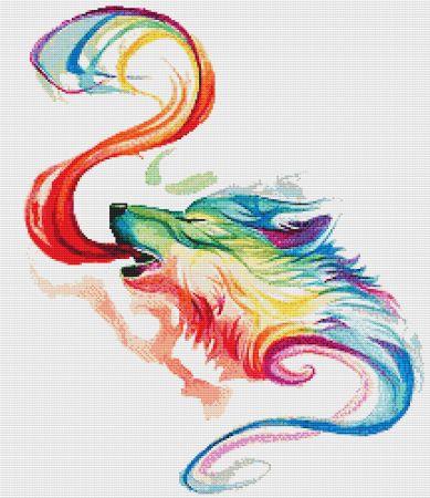 Small Rainbow Wolf (by Katy Lipscomb)