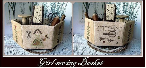 Girl Sewing Basket