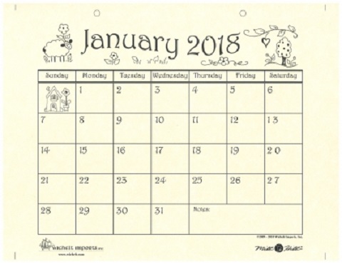 2018 Hand Drawn Calendar