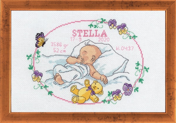 click here to view larger image of Stella Birth Announcement (counted cross stitch kit)