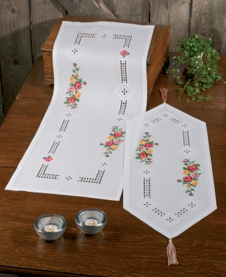 Hardanger with Roses - Table Runner (Left Image)