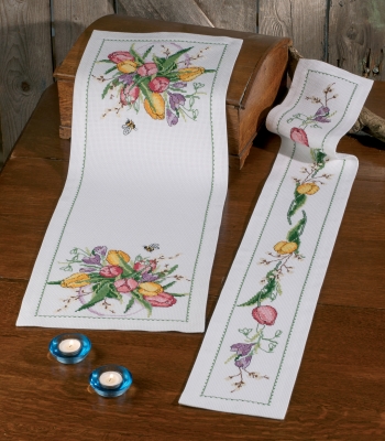 click here to view larger image of Springflowers - Table Runner (Right Image) (counted cross stitch kit)