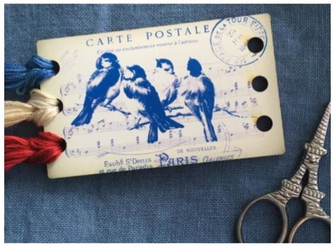 French Birds Singing Vintage Postcard Threadkeep