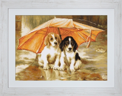 click here to view larger image of Couple Under an Umbrella (counted cross stitch kit)