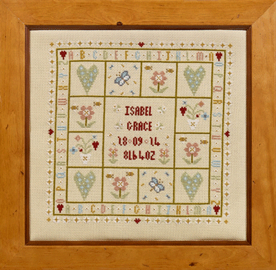 Four Hearts Birth Sampler - Chart Only