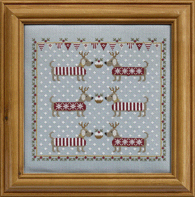 click here to view larger image of Chilly Dogs - Kit - 32ct Linen (counted cross stitch kit)