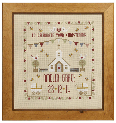 click here to view larger image of Christening Sampler (Kit) - 16ct Aida (counted cross stitch kit)