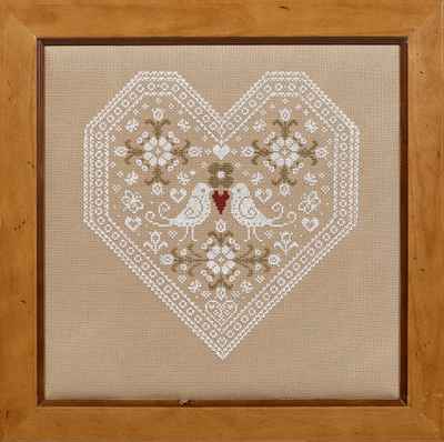 Love Birds Cross Stitch  Kit - 16ct Linen