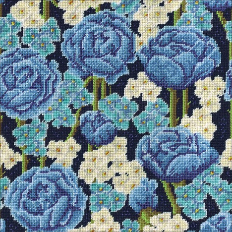 Blue Roses Needlepoint Kit