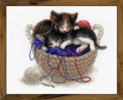 click here to view larger image of Kittens In Basket (counted cross stitch kit)