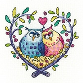 click here to view larger image of Love Owls - Birds of a Feather by Karen Carter (Aida) (counted cross stitch kit)