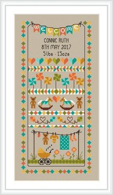 click here to view larger image of Baby Bunting Birth Sampler (chart)