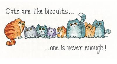 click here to view larger image of Cats and Biscuits - 27ct Evenweave (counted cross stitch kit)