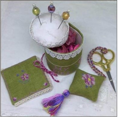 click here to view larger image of Cherry Blossom Pincushion Sewing Set (chart)