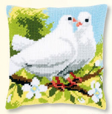 click here to view larger image of White Pigeons - Cushion (counted cross stitch kit)