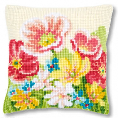 click here to view larger image of Summer Flowers - Cushion (counted cross stitch kit)