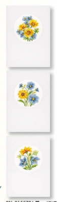 click here to view larger image of Blue and Yellow Flowers (Set of 3 Greeting Cards) (counted cross stitch kit)