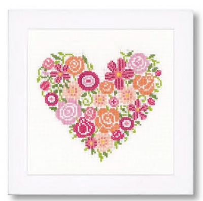 click here to view larger image of Floral Heart (counted cross stitch kit)