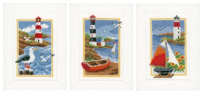 click here to view larger image of Miniature Lighthouse - Set of 3 (counted cross stitch kit)