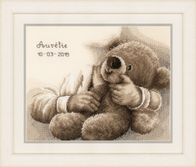 click here to view larger image of Teddy Bear - Birth Announcement (counted cross stitch kit)