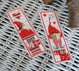 click here to view larger image of Christmas Gnomes Bookmark - Set of 2 (chunky cross stitch kit)