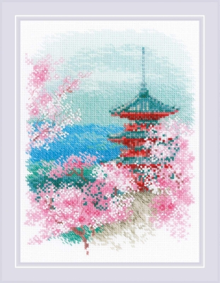 click here to view larger image of Sakura - Pagoda (counted cross stitch kit)