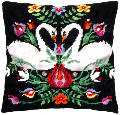 click here to view larger image of Zara, the Swan - Tapestry Cushion by La Maison Victor (counted cross stitch kit)