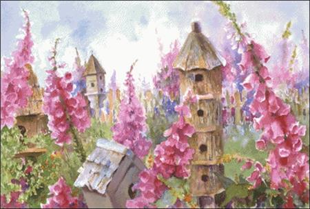 Foxgloves and Birdhouses