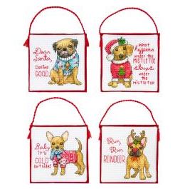 click here to view larger image of Christmas Pups Ornaments (counted cross stitch kit)