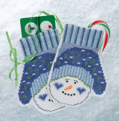 click here to view larger image of Snowman Mittens (2018) (counted cross stitch kit)