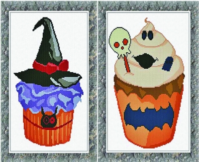 click here to view larger image of Halloween Cupcakes - 2 designs (chart)