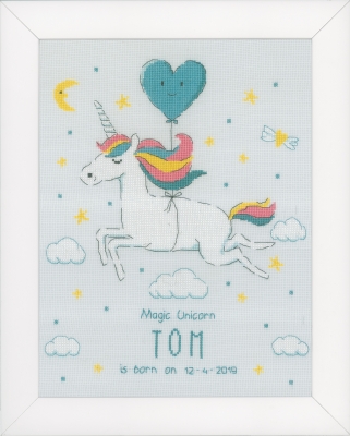 click here to view larger image of Magic Unicorn - Birth Announcement (counted cross stitch kit)