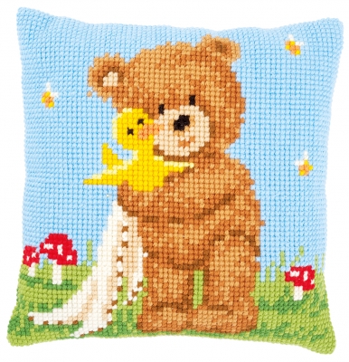 click here to view larger image of Popcorn and Souffle The Duck Cushion (counted cross stitch kit)