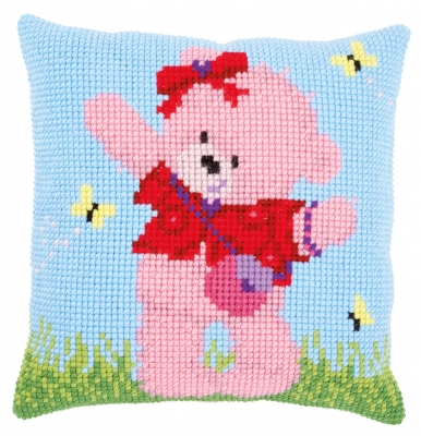 click here to view larger image of Popcorn Brie and Butterflies Cushion (counted cross stitch kit)