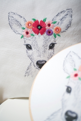Deer with Flowers Embroidery