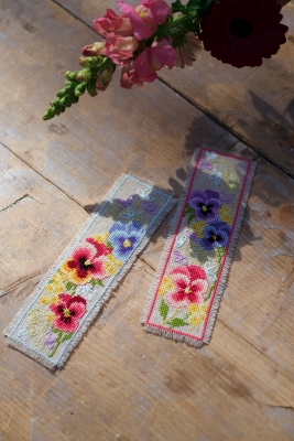 click here to view larger image of Violets Bookmark (set of 2) (counted cross stitch kit)