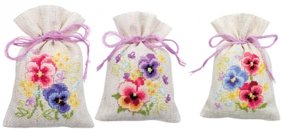 click here to view larger image of Violets Bags (set of 3) (counted cross stitch kit)