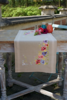 click here to view larger image of Violets Table Runner (counted cross stitch kit)