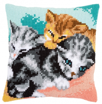 click here to view larger image of Cute Kittens Cushion (counted cross stitch kit)