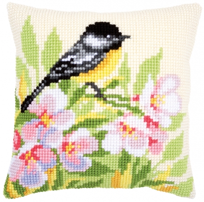 Tit and Blossom Cushion