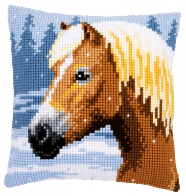 click here to view larger image of Horse and Snow Cushion (counted cross stitch kit)