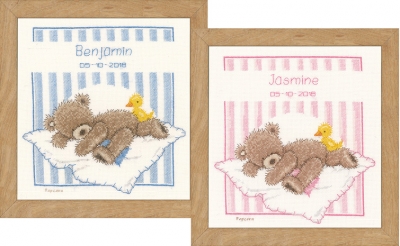 click here to view larger image of Popcorn Bear and Souffle Duck (counted cross stitch kit)