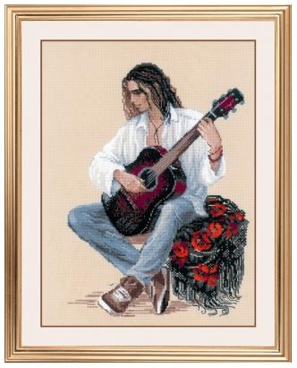 click here to view larger image of Guitarist (counted cross stitch kit)