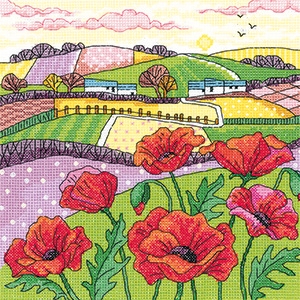 click here to view larger image of Poppy Landscape - 14ct  (counted cross stitch kit)