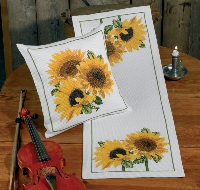 click here to view larger image of Sun Flowers Pillow (Left) (counted cross stitch kit)