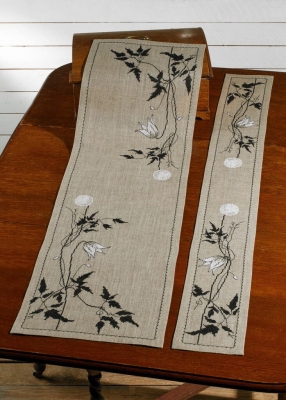 click here to view larger image of Silhouette Clematis - Table Runner (left) (counted cross stitch kit)