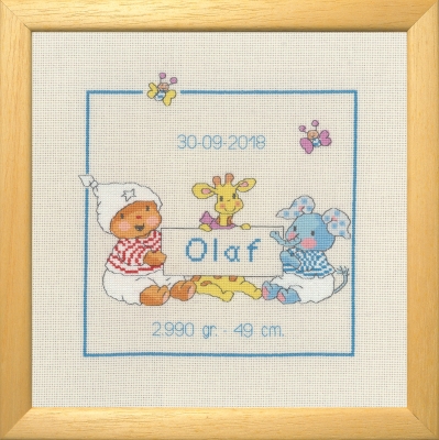 click here to view larger image of Bobbi Olaf - Birth Announcement (counted cross stitch kit)