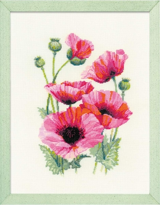 click here to view larger image of Pink Poppies (counted cross stitch kit)
