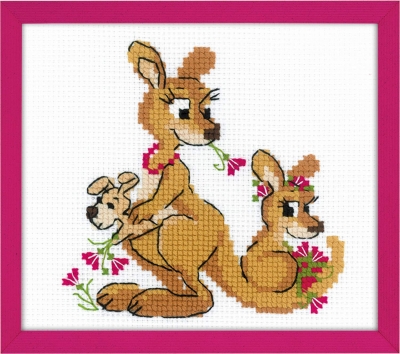 click here to view larger image of Kangaroo Family (counted cross stitch kit)