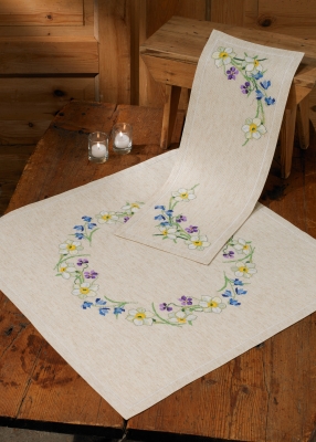click here to view larger image of Springflowers - Table Topper (top) (counted cross stitch kit)